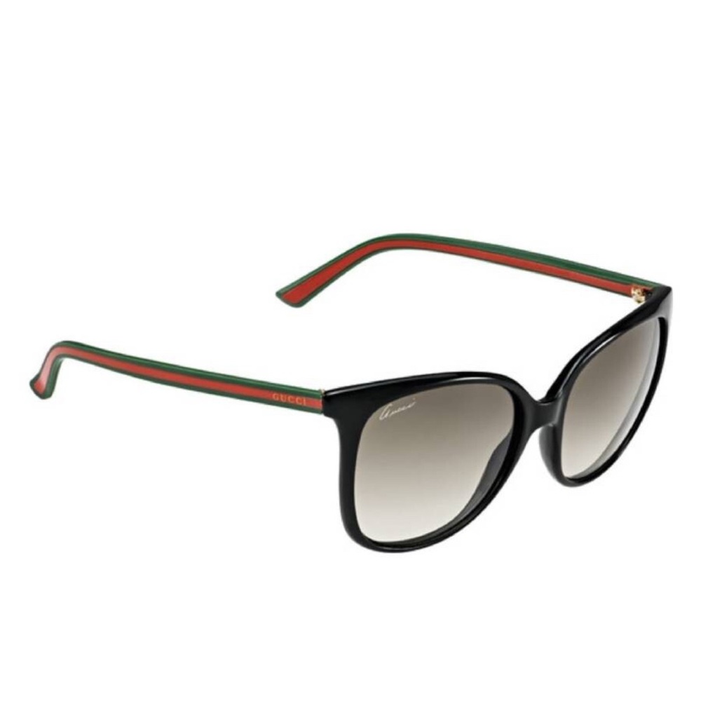Gucci Sunglasses with Black Frame and Green-Red Stripes